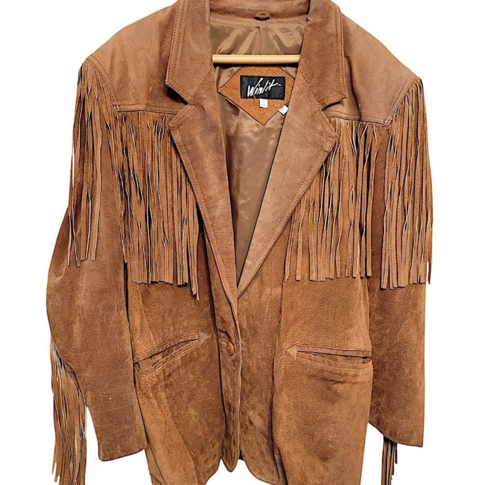 Winlit Suede Fringe Vintage Jacket Fully Lined Western Gender Neutral 1970s